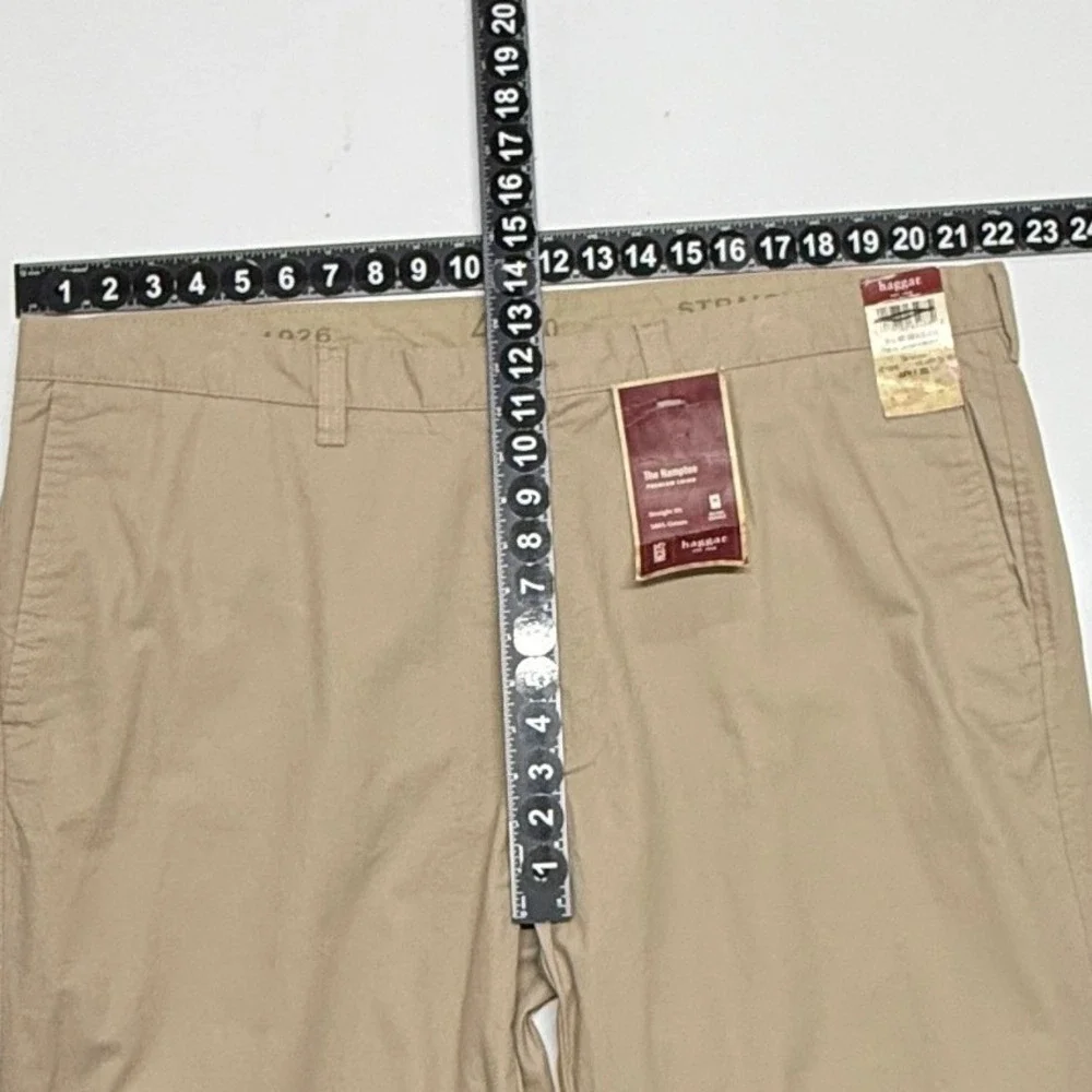 Haggar Pants Mens 44x30 Tan Khaki Hampton‎ Premium Chino Pants Straight Fit NEW